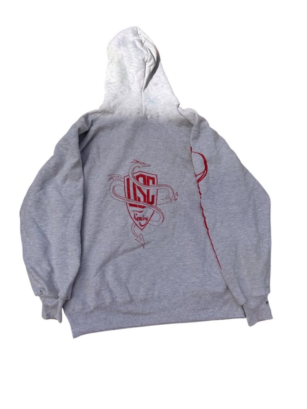 Vintage Russell Athletic USC Fencing Gray Hoodie L Made In USA - Picture 4 of 4